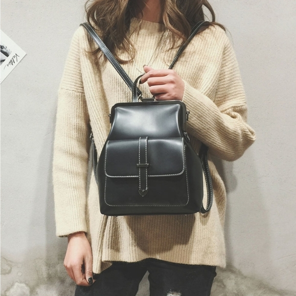 *NEW Cute Small Leather Backpack Crossbody Shoulder Purse Vintage Style Chic B… - Picture 3 of 14